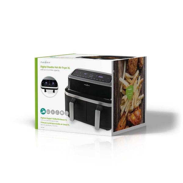 Nedis KAAF320BK frituregryde Dobbelt 4,2 L Enkeltstående 2600 W Varmluftsteger Sort