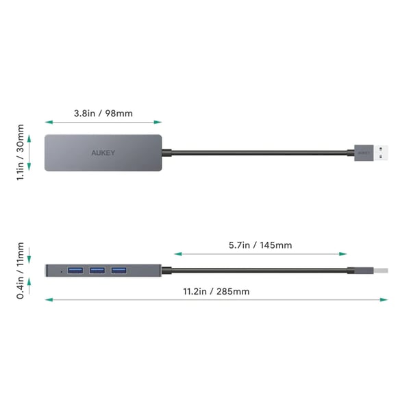AUKEY CB-H36 keskitin USB 2.0 5000 Mbit/s Hopea