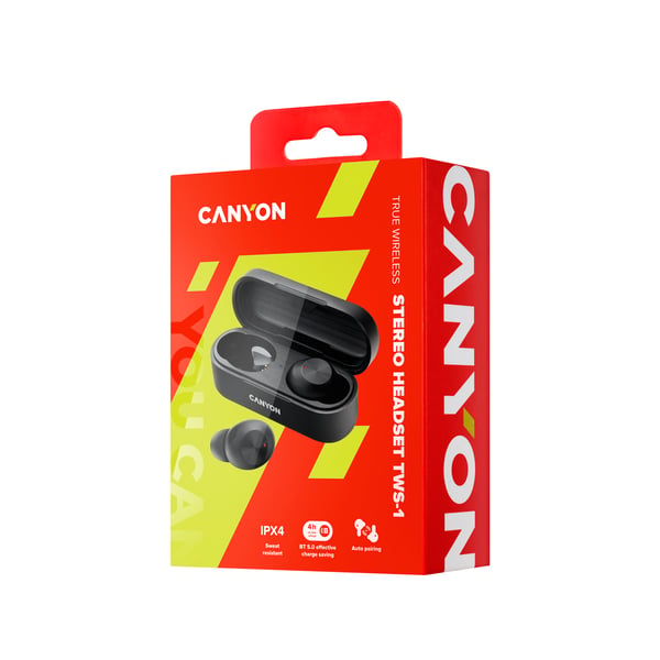 Canyon CNE-CBTHS1B kuulokkeet ja kuulokemikrofoni Langaton In-ear Puhelut/Musiikki USB Type-C Bluetooth Musta