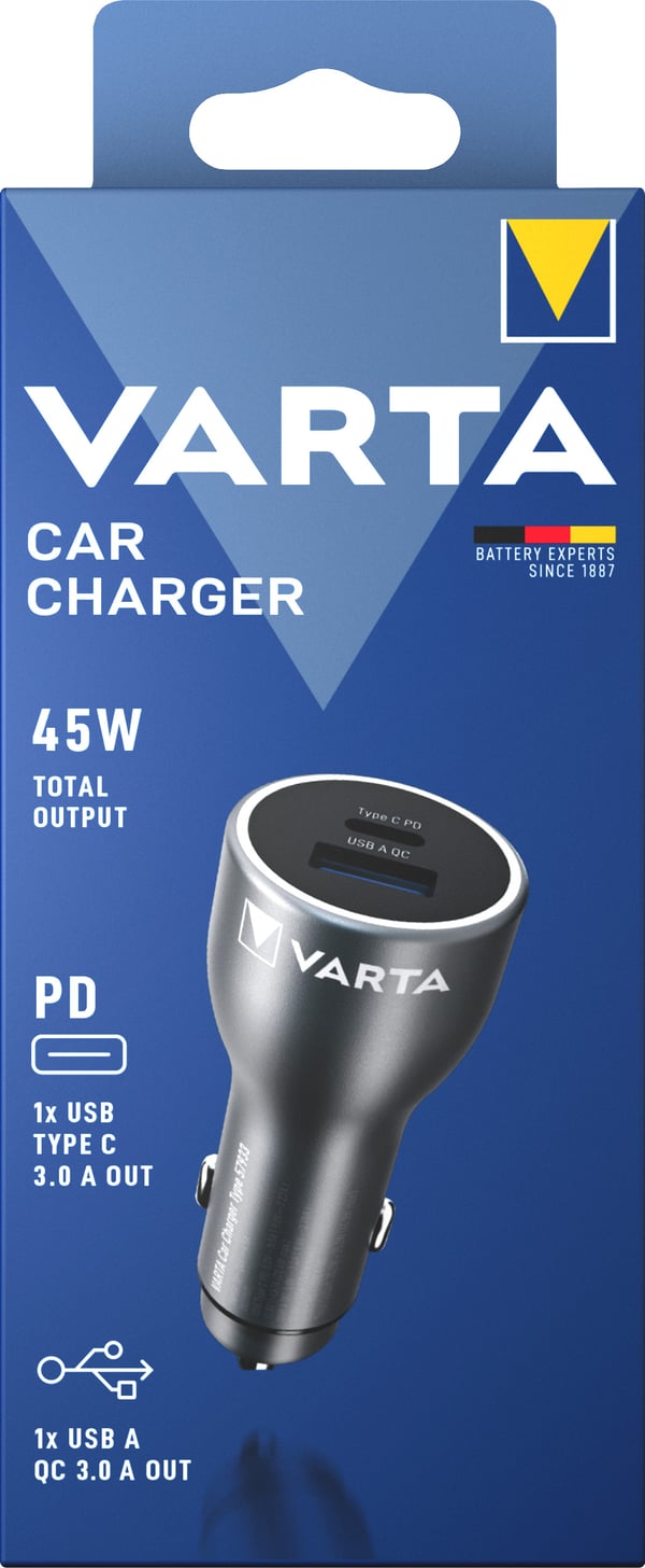 Varta Car Charger Smartphone, Surfplatta Svart Cigarr tändare Automatisk