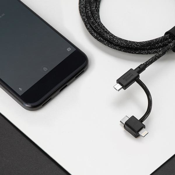 Native Union Belt USB-kabel USB 2.0 2 m USB A USB C/Micro-USB B/Lightning Sort, Hvid