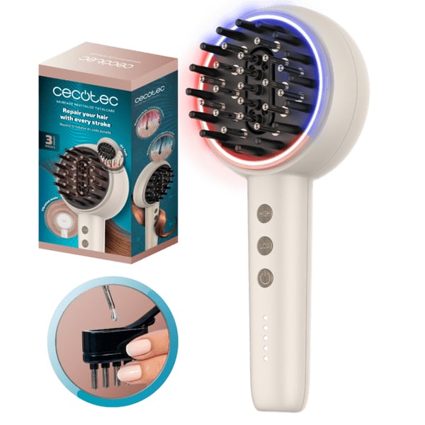Miniatyrbild 6 av 10: Cecotec HairCare Revitalize TotalCare Vuxen Hårborste och kam Vit 1 styck