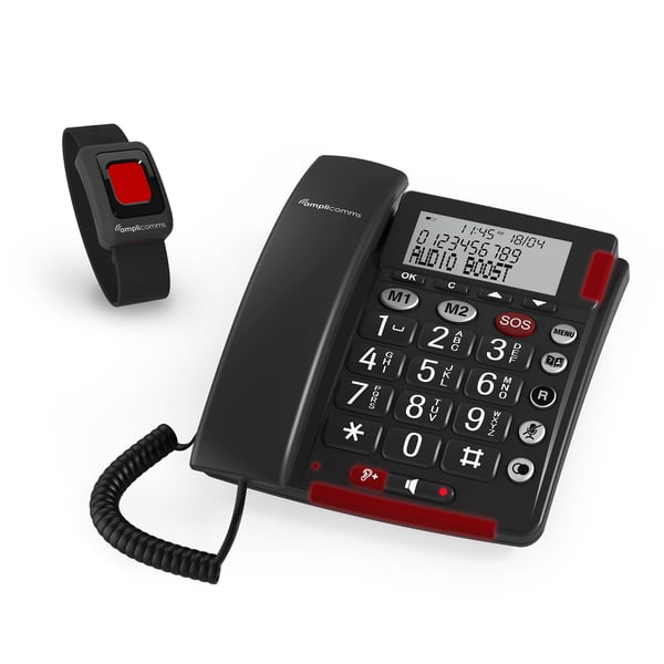 amplicomms BigTel 50 Alarm Plus Analog telefon Namn och uppringnings-ID Mörkgrå