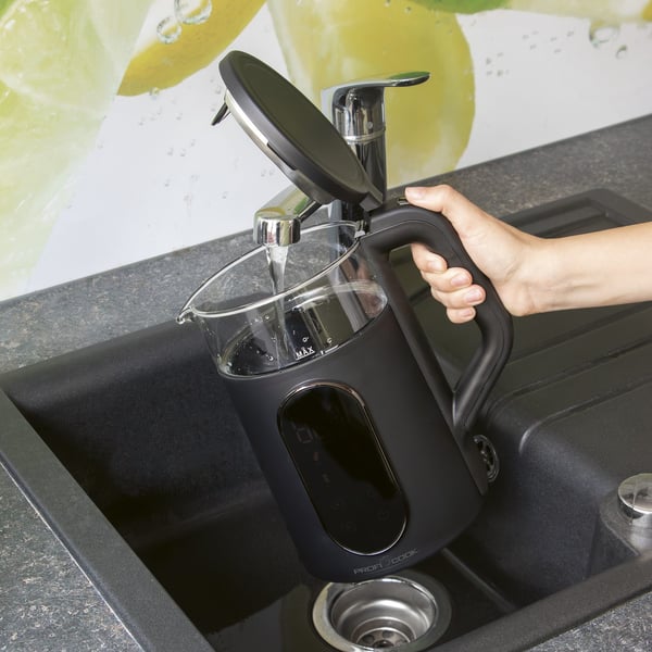ProfiCook PC-WK 1328 G vedenkeitin 1,7 L 2200 W Musta, Läpinäkyvä