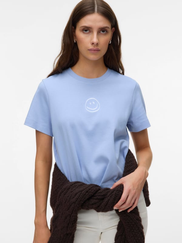 Vero Moda VMSARA T-Shirt Rund halsudskæring Kort ærme Bomuld