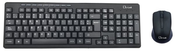 L-Link LL-KB-555-WCOMBO tastatur Mus inkluderet Kontor USB QWERTY Spansk Sort