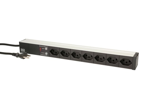 Max Hauri AG 107750 strømforsyningsenhed (PDU) 7 AC stikkontakt(er) 1U Sort, Sølv