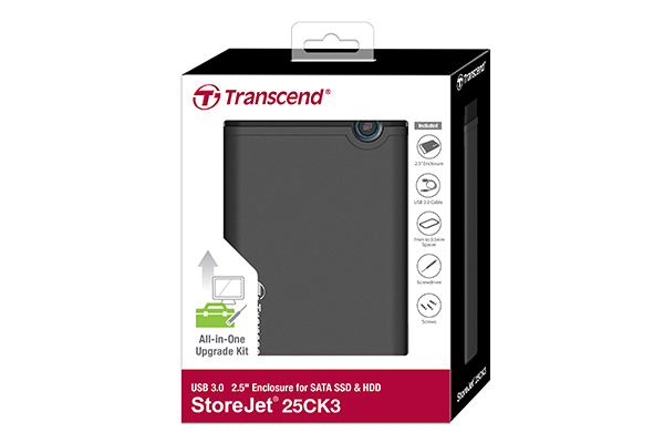 Miniatyrbild 4 av 5: Transcend TS0GSJ25CK3 Hölje för lagringsenheter HDD- / SSD kabinett Grå 2.5"