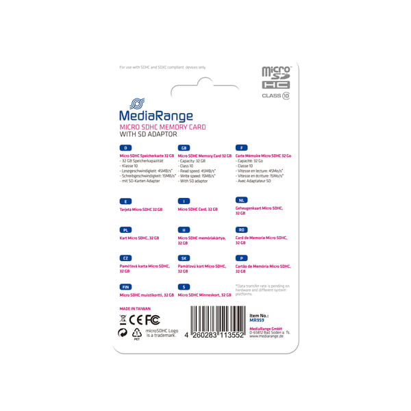 Miniatyrbillede 3 af 4: MediaRange 32GB microSDHC Klasse 10