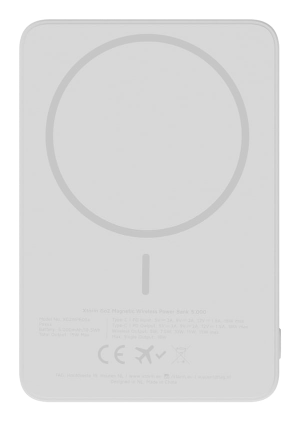 Miniatyrbillede 12 af 15: Xtorm XG2WPE057 powerbank Lithium polymer (LiPo) 5000 mAh Trådløs opladning Hvid