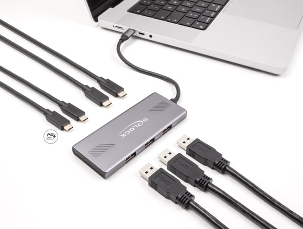 Miniatyrbild 3 av 3: DeLOCK 64313 gränssnittshubbar USB 3.2 Gen 2 (3.1 Gen 2) Type-C 10000 Mbit/s Grå