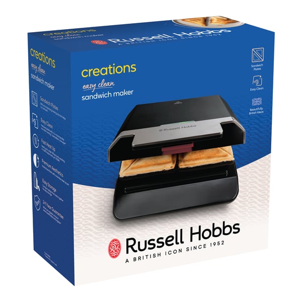 Russell Hobbs Easy Clean sandwichtoaster 750 W Sort, Rustfrit stål