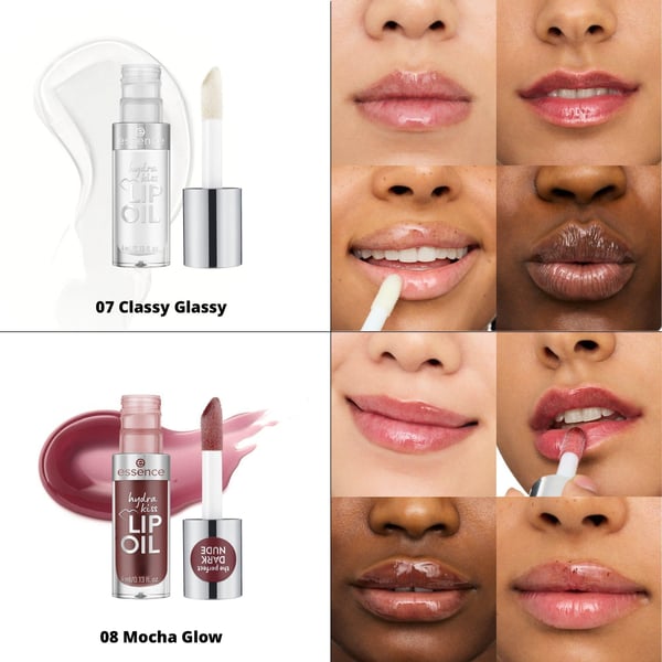 Pikkukuva 7 / 14: Essence Hydra Kiss Lip Oil huulirasva Huuliöljy 07 Classy Glassy Naisten 4 ml