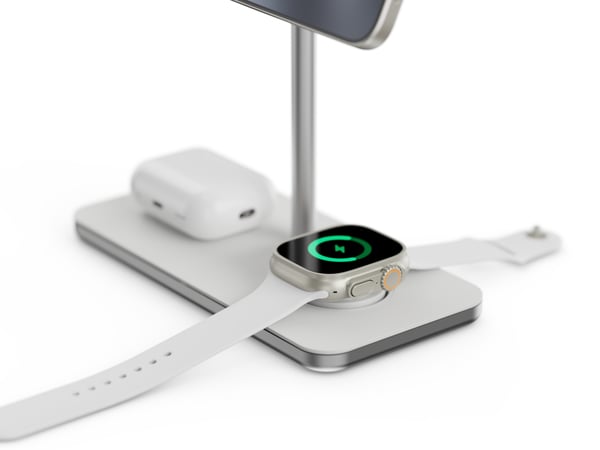 LINQ LQ48038 oplader til mobil enhed Headset, SmartWatch Sølv, Hvid Vekselstrøm Trådløs opladning Indendørs