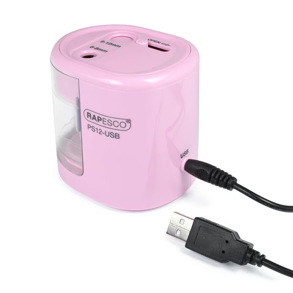 Rapesco PS12-USB Elektrisk blyantspidser Lyserød