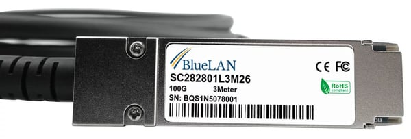 BlueOptics QSFP28-DAC-2M-SO InfiniBand og fiberoptisk kabel Sort