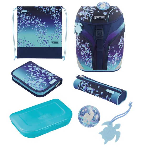 Miniatyrbillede 1 af 15: Herlitz SoftLight Plus Greenline Blue Ice skoletaskesæt Pige Polyester Blå, Marineblå