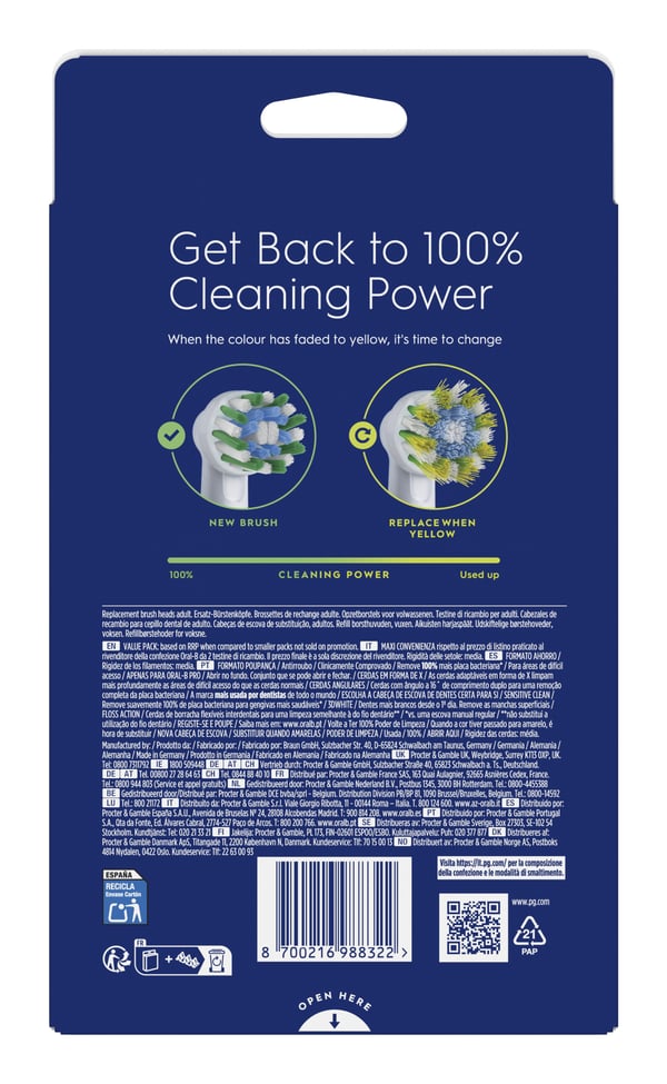 Miniatyrbild 4 av 8: Oral-B 8700216988322 tandborsthuvuden 10 styck Vit