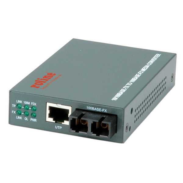 ROLINE RC-100FX/SC Fast Ethernet Converter, RJ-45 to SC, Loop-back mediakonverterare för nätverk