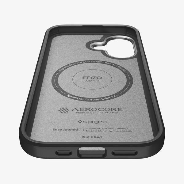 Spigen Enzo Aramid T (Mag Fit) matkapuhelimen suojakotelo 16 cm (6.3") Suojus Musta, Hopea