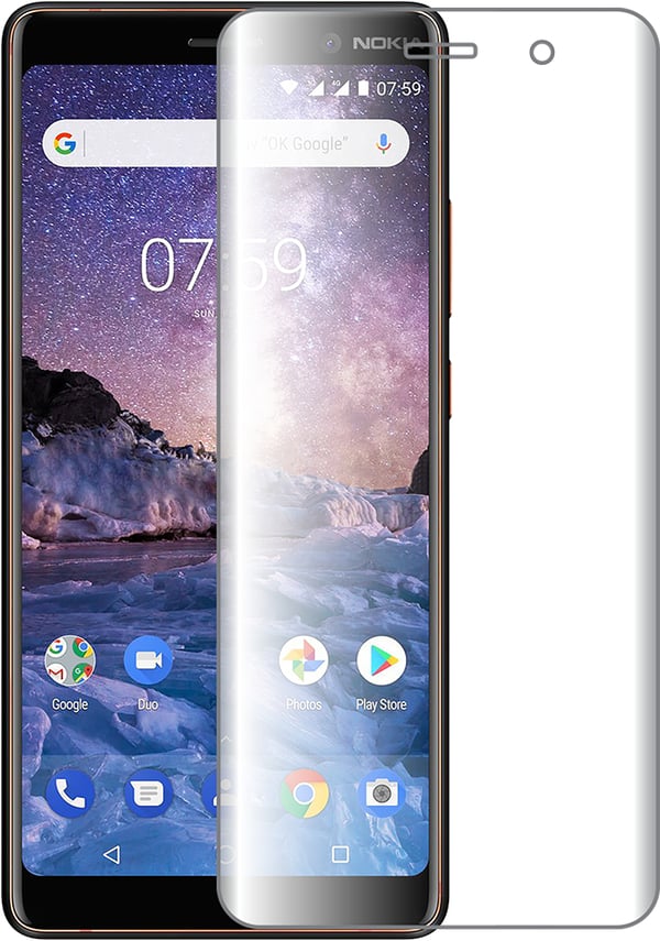 Miniatyrbillede 1 af 2: Bigben Connected PEGLASSNOKIA7P Skærm og -bagsidebeskytter til mobiltelefon 1 stk