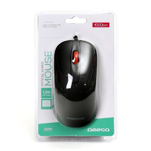 Omega OM0520B hiiri Office Molempikätinen USB A-tyyppi Optinen 1000 DPI