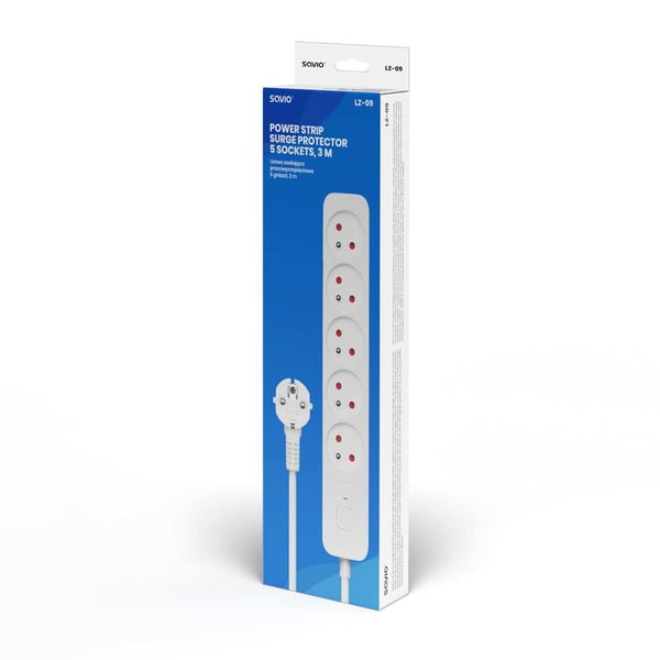 Miniatyrbillede 2 af 10: Savio Power strip 5 sockets 3m white LZ-09 5 AC stikkontakt(er) Type F Hvid