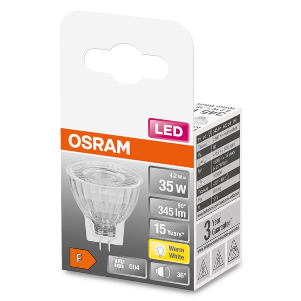 Osram STAR LED-lampor Varmvitt 2700 K 4 W GU4 F