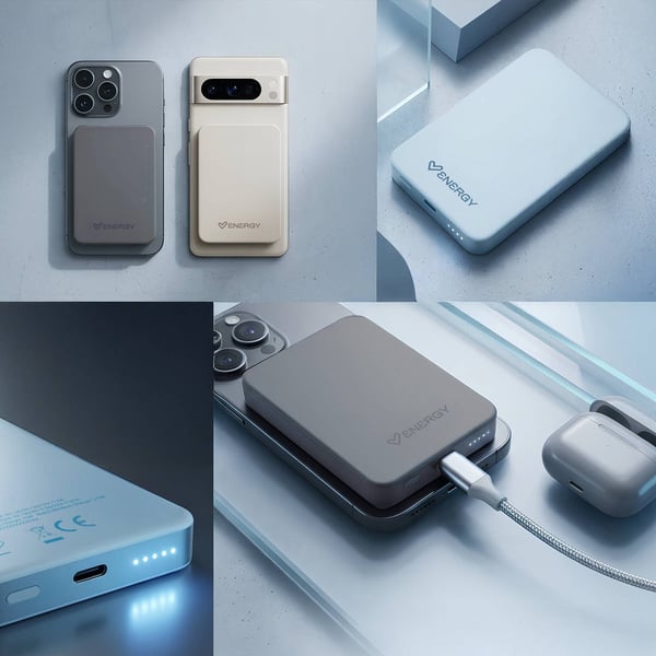 Miniatyrbillede 6 af 6: Energy Sistem Magnetic Powerbank 10000 mAh Trådløs opladning Blå