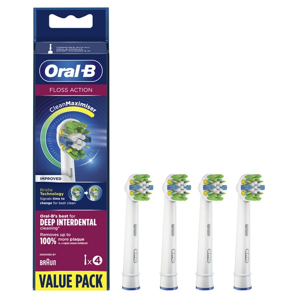 Oral-B FlossAction 80339419 tandborsthuvuden 4 styck Vit, Silver