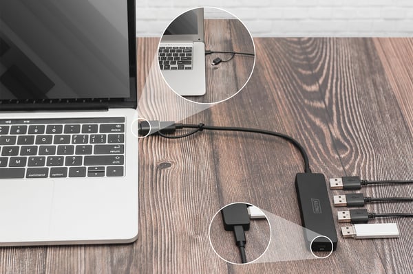 Digitus DA-70235 gränssnittshubbar USB 3.2 Gen 1 (3.1 Gen 1) Type-A + Type-C 12000 Mbit/s Svart