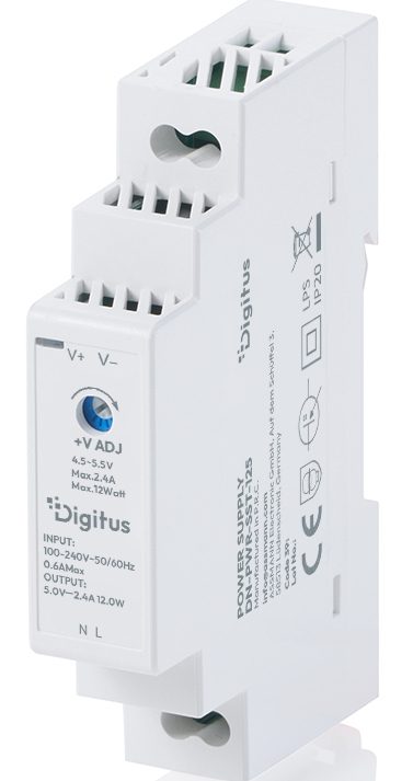 Miniatyrbillede 1 af 5: Digitus DN-PWR-SST-125 strømadapter og vekselret Indendørs 12 W Hvid
