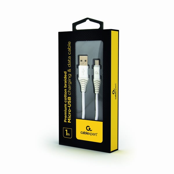 Pikkukuva 1 / 2: Gembird CC-USB2B-AMMBM-1M-BW2 USB-kaapeli USB 2.0 Micro-USB B USB A 0,48 Gbit/s Hopea, Valkoinen