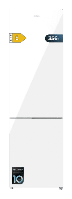 Cecotec Bolero CoolMarket Combi 356 White Glass E Fritstående 356 L Hvid