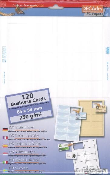 DECAdry Multipurpose Business Cards, 120 Pack visitkort 120 stk