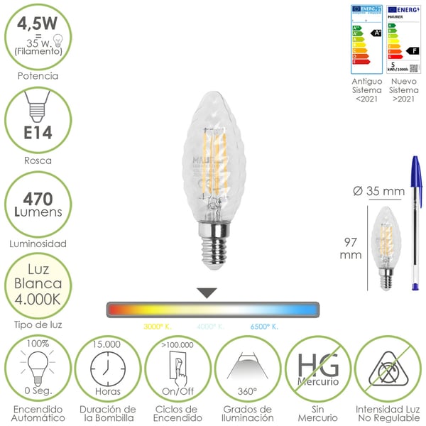 Maurer 19073276 LED-lampe 4000 K 4,5 W E14