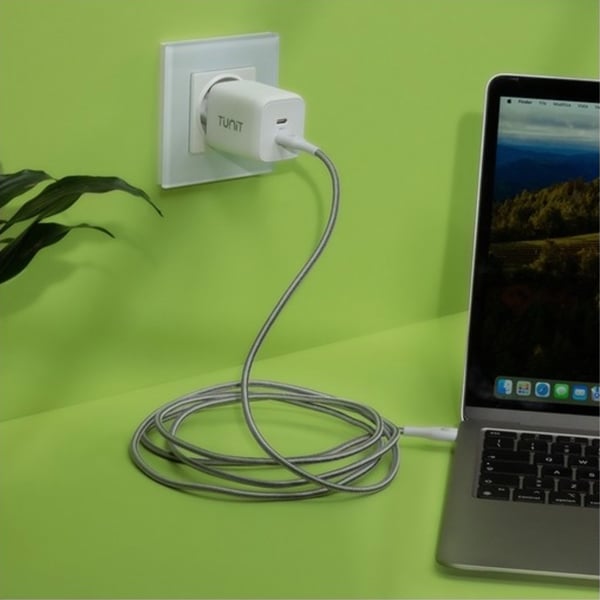 TUNIT TTCC2WH USB-kabel 2 m USB C 240 W Titanium, Hvid