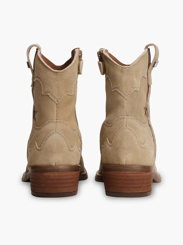 Miniatyrbillede 5 af 7: Tommy Hilfiger Suede Topstitch Flag Western Boots Gråbrun