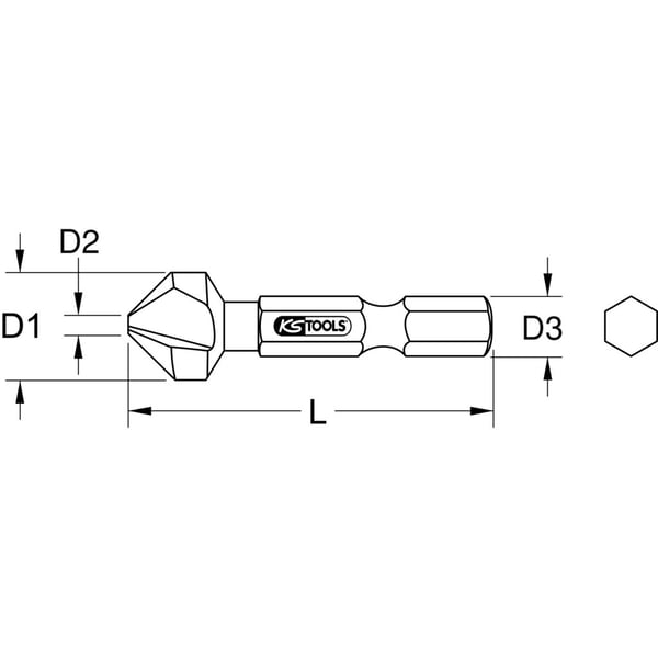 Miniatyrbillede 2 af 2: KS Tools 336.0330 borehoved Borehoved til afgratning 1 stk