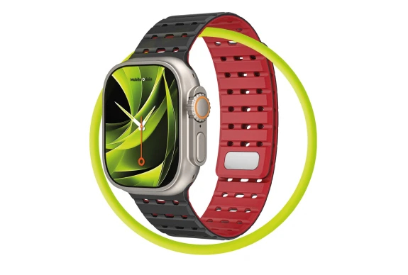 Mobile Origin AWMS-01-BLK-RED Smart bærbart (wearable) tilbehør Rem Sort, Rød Silikone