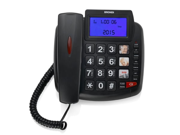 Miniatyrbild 1 av 4: Brondi Bravo 90 Analog telefon Namn och uppringnings-ID Svart
