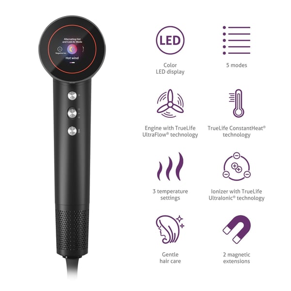 TrueLife HairDryer D9 hårtørrer 1600 W Sort
