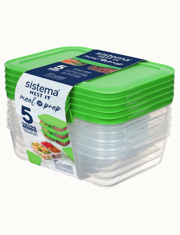 Miniatyrbillede 3 af 4: Sistema 59165 enhed til madopbevaring Rektangulær Container 0,87 L Grøn, Transparent 5 stk