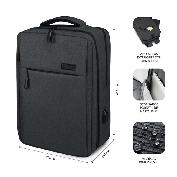 SUBBLIM MOCHILA TRAVELLER AIR PADDING 15.6'' GREY ryggsäckar Fritidsryggsäck Grå Polyester