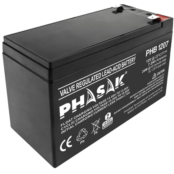 Phasak PHB 1207 UPS batteri Blybatterier (VRLA) 12 V 7,2 At