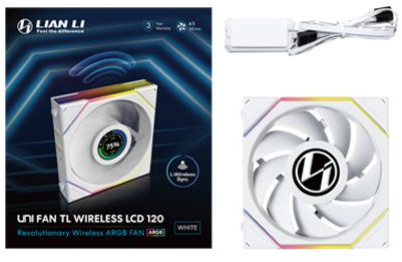 Pikkukuva 4 / 5: Lian Li Uni Fan TL120 LCD Wireless Tietokonekotelo Tuuletin 12 cm Valkoinen 1 kpl