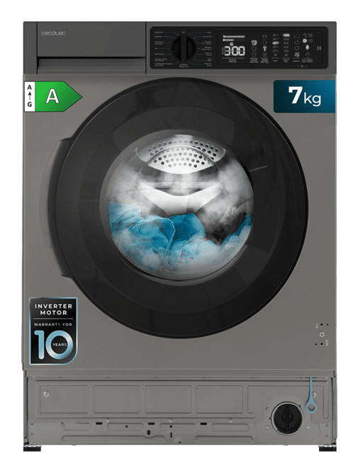 Miniatyrbillede 1 af 15: Cecotec 02766 vaskemaskine Front-læsning 7 kg 1200 rpm Grå