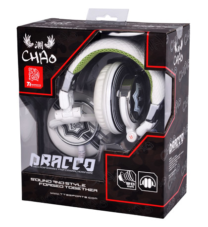 Tt eSPORTS DRACCO Hörlurar Kabel Huvudband Spela Grön, Vit