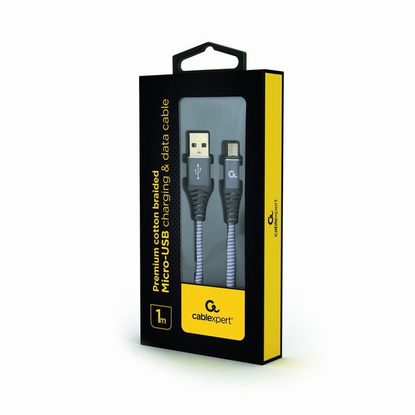 Miniatyrbillede 1 af 2: Gembird CC-USB2B-AMMBM-1M-WB2 USB-kabel USB 2.0 Micro-USB B USB A 0,48 Gbit/sek. Grå, Hvid