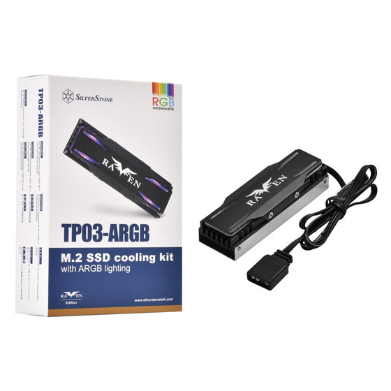Silverstone TP03-ARGB SSD-asema Jäähdytyslevy/jäähdytin Musta 1 kpl
